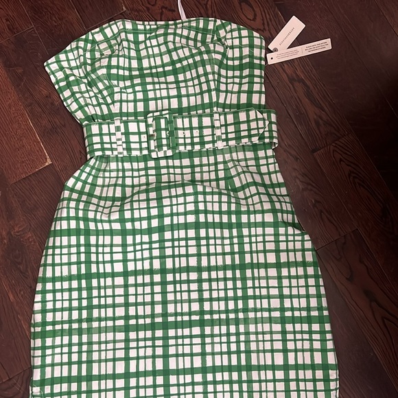 Maeve Strapless Belted Midi Dress green motif - Picture 4 of 13